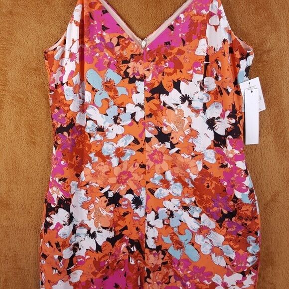 DESIGN LAB Womens Romper Small Pink Floral Sleeveless Tank Shorts Stretch Lined - Picture 2 of 11